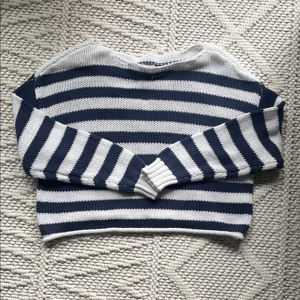 Aerie Navy and White Striped Sweater
